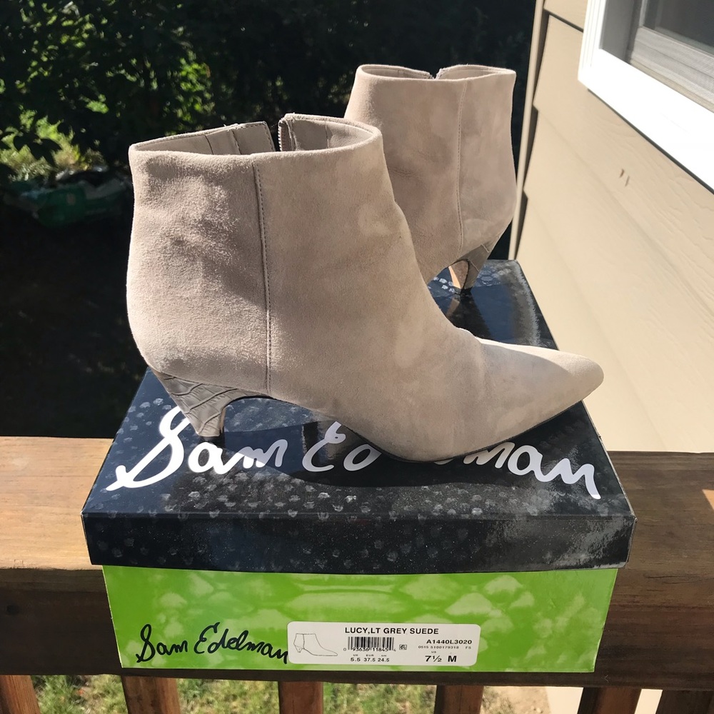 Sam Edelman Grey Suede Booties 7.5